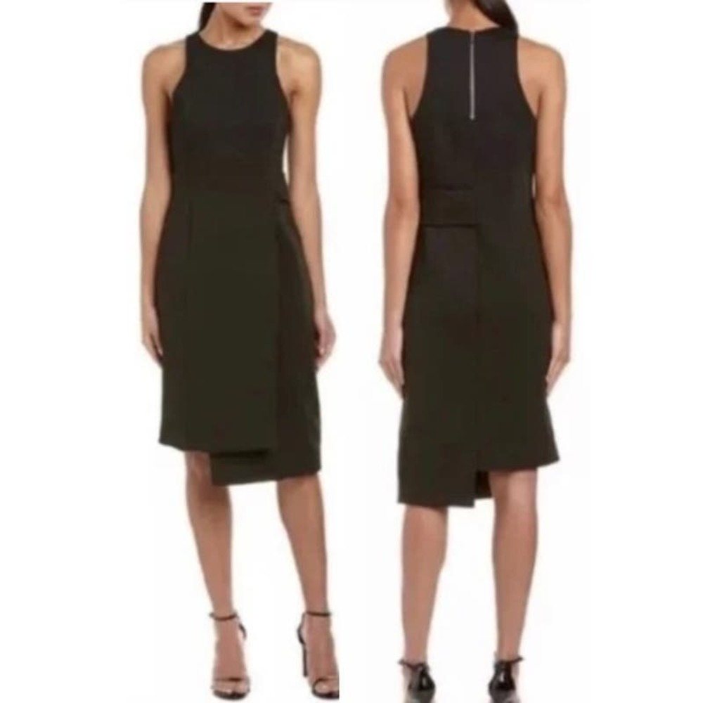 N/NICHOLAS Black‎ Sleeveless Asymmetric Ponti Layered Band Dress Women's US 2